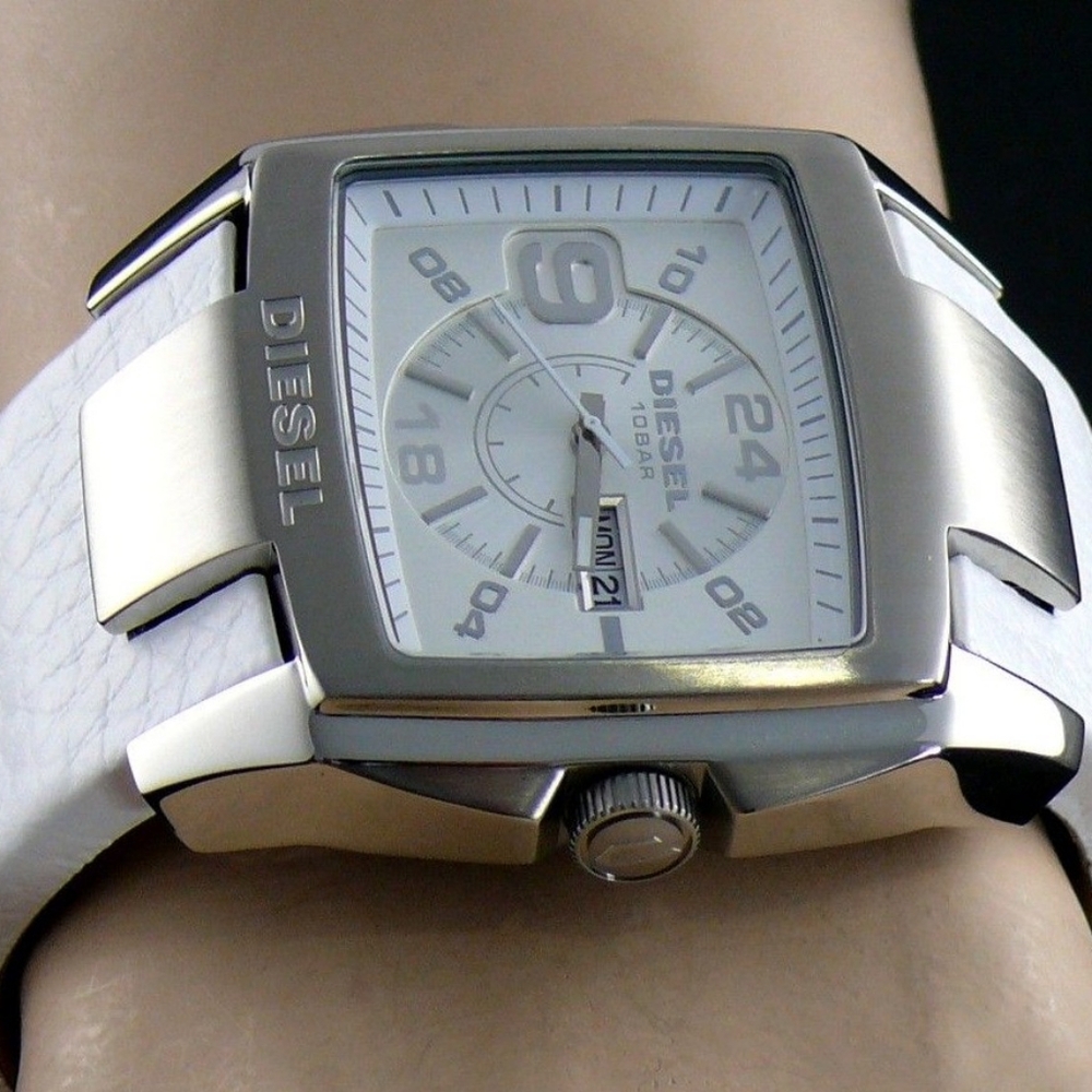 Diesel White and Silver Rectangular Watch - Picture 3 of 6